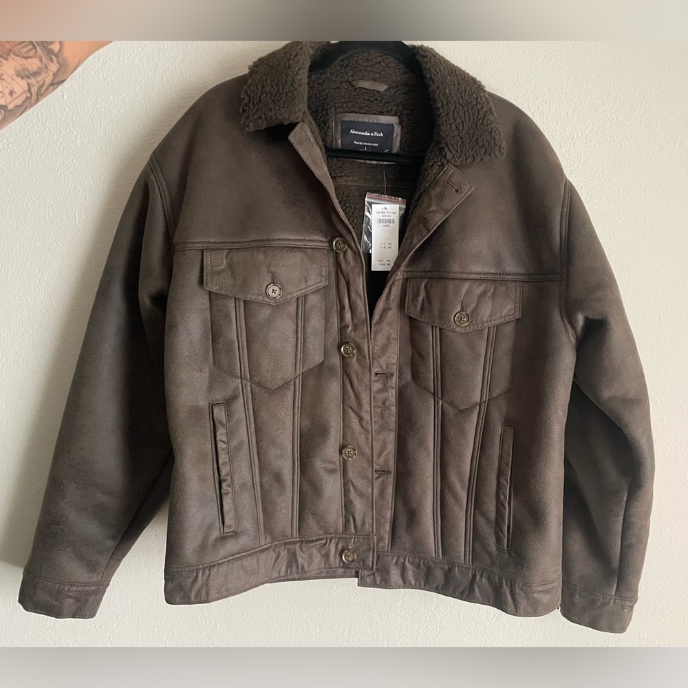 New Abercrombie and fitch Vegan Suede bomber jacket